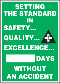 Write-A-Day Scoreboards: Setting The Standard In Safety Quality Excellence - _ Days Without An Accident English 20" x 14" Aluminum 1/Each - MSR132AL