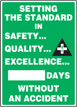 Write-A-Day Scoreboards: Setting The Standard In Safety Quality Excellence - _ Days Without An Accident English 28" x 20" Aluminum 1/Each - MSR234AL