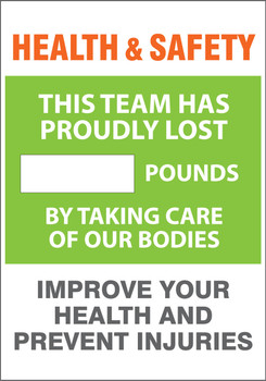 WorkHealthy Safety Sign: Health & Safety Weight Loss Scoreboard 20" x 14" Aluminum 1/Each - MSR818AL