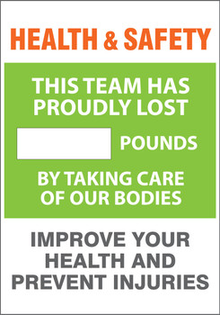 WorkHealthy Safety Sign: Health & Safety Weight Loss Scoreboard 20" x 14" Plastic 1/Each - MSR818PL