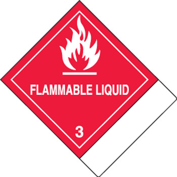 DOT Shipping Labels: Hazard Class 3: Flammable Liquid w/ ID Tab 4" x 4 3/4" Adhesive Coated Paper Tab 500/Roll - MSS323