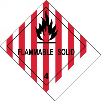 Proper Shipping Name Label: Hazard Class 4 - Flammable Solid Adhesive Coated Paper Tab (BLANK) 4" x 4 3/4" 500/Roll - MSS400