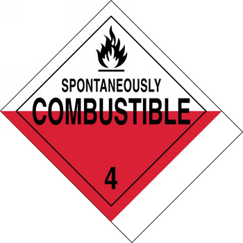 Proper Shipping Name Label: Hazard Class 4 - Spontaneously Combustible Adhesive Coated Paper Tab (BLANK) 4" x 4 3/4" 500/Roll - MSS402