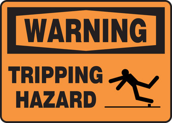 OSHA Warning Safety Sign: Tripping Hazard 10" x 14" Adhesive Vinyl 1/Each - MSTF309VS