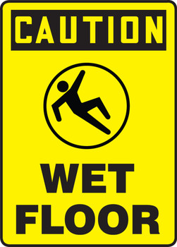 OSHA Caution Safety Sign: Wet Floor 14" x 10" Aluminum 1/Each - MSTF636VA