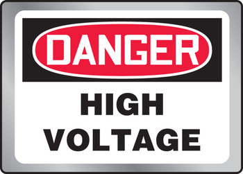 OSHA Danger Stainless Steel Sign: High Voltage Full Color 10" x 14" 1/Each - MSTL020