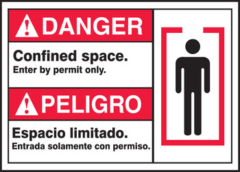 BILINGUAL ANSI SIGN - CONFINED SPACE 10" x 14" Adhesive Dura-Vinyl 1/Each - MTAS110XV