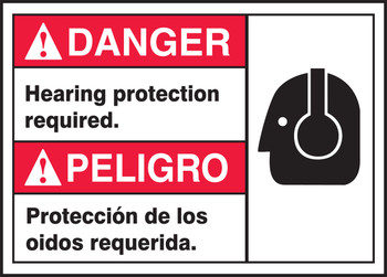 BILINGUAL ANSI SIGN - HEARING PROTECTION 10" x 14" Dura-Fiberglass 1/Each - MTAS116XF