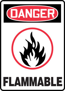 OSHA Danger Safety Sign: Flammable 14" x 10" Plastic 1/Each - MTDX005VP