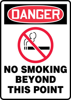 OSHA Danger Safety Sign: No Smoking Beyond This Point 14" x 10" Dura-Plastic 1/Each - MTDX011XT