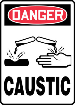 OSHA Danger Safety Sign: Caustic 14" x 10" Adhesive Vinyl 1/Each - MTDX014VS