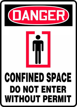 OSHA Danger Safety Sign: Confined Space - Do Not Enter Without A Permit 14" x 10" Aluma-Lite 1/Each - MTDX038XL