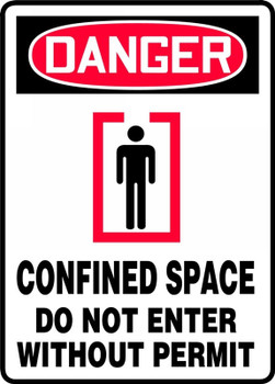 OSHA Danger Safety Sign: Confined Space - Do Not Enter Without A Permit 14" x 10" Dura-Plastic 1/Each - MTDX038XT