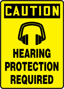 OSHA Caution Safety Sign: Hearing Protection Required 14" x 10" Aluminum 1/Each - MTDX663VA