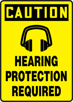 OSHA Caution Safety Sign: Hearing Protection Required 14" x 10" Dura-Fiberglass 1/Each - MTDX663XF