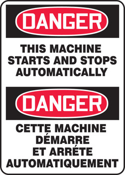 Danger Machine Starts And Stops Automatically 14" x 10" - MTFC181VA