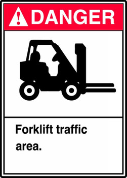 ANSI Danger Safety Sign: Forklift Traffic Area. 14" x 10" Aluma-Lite 1/Each - MVHR017XL