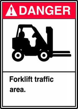 ANSI Danger Safety Sign: Forklift Traffic Area. 10" x 7" Accu-Shield 1/Each - MVHR018XP