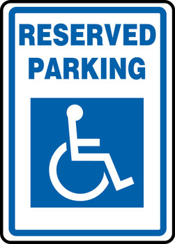 Safety Sign: Reserved Parking (Wheelchair Graphic) 14" x 10" Adhesive Dura-Vinyl 1/Each - MVHR458XV