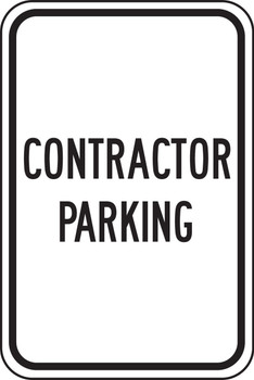 Safety Sign: Contractor Parking 18" x 12" Aluminum 1/Each - MVHR483VA