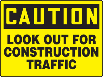 BIGSigns Caution: Look Out For Construction Traffic 24" x 36" Plastic 1/Each - MVHR627VP