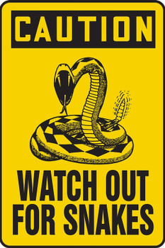 OSHA Caution Safety Sign: Watch Out For Snakes 18" x 12" Aluminum 1/Each - MVHR637VA