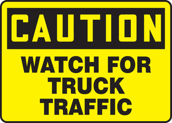 OSHA Safety Sign: Watch For Truck Traffic 10" x 14" Adhesive Dura-Vinyl 1/Each - MVHR648XV