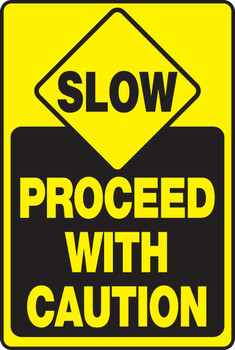 Slow Traffic Safety Sign: Proceed With Caution 18" x 12" Aluminum 1/Each - MVHR914VA