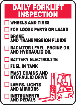 Daily Forklift Inspection Safety Sign: Wheels and Tires 20" x 14" Aluminum 1/Each - MVHR925VA