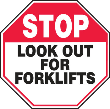 Stop Safety Sign: Look Out For Forklifts 12" x 12" Dura-Fiberglass 1/Each - MVHR938XF