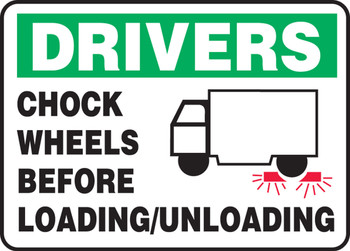 Drivers Safety Sign: Chock Wheels Before Loading/Unloading 10" x 14" Plastic 1/Each - MVHR954VP