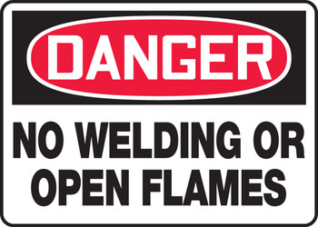 OSHA Danger Safety Sign: No Welding or Open Flames 10" x 14" Accu-Shield 1/Each - MWLD007XP