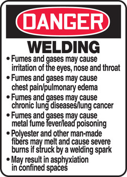 OSHA Danger Safety Sign: Welding Danger Chart 14" x 10" Aluminum 1/Each - MWLD130VA