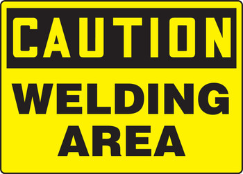 OSHA Caution Safety Sign: Welding Area 7" x 10" Adhesive Vinyl 1/Each - MWLD611VS