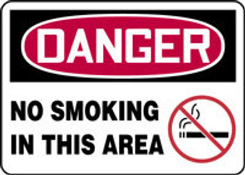 OSHA Danger Safety Sign: No Smoking In This Area 10" x 14" Aluminum 1/Each - MWLDD07VA