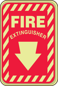 Glow-In-The-Dark Safety Sign: Fire Extinguisher 9" x 6" 1/Each - PAR730