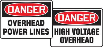 OSHA Danger Lightweight Sign Inserts: Overhead Power Lines/ High Voltage Overhead 1/Each - PFK103