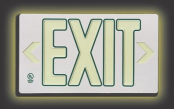 Ultra-Glow Exit Sign: Plastic Case Style Green Outline Letters Single-Face 1/Each - PLW423GN