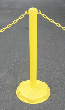 Blockade Stanchion Post - 38" H - Yellow Post - Red Stripes - PRC443YLRD