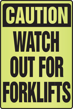OSHA Caution Fluorescent Alert Sign: Watch Out For Forklifts 18" x 12" Plastic (.060) 1/Each - PSA335