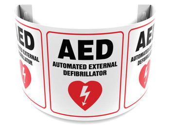 180D Projection Sign: AED Automated External Defibrillator English Panel Size: 6" 1/Each - PSJ123