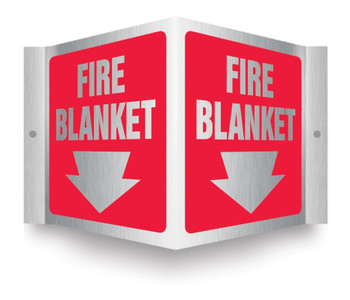 Brushed Aluminum 3D Projection Signs: Fire Blanket 6" x 5" Panel 1/Each - PSM306