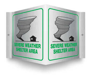 Brushed Aluminum 3D Projection Sign: Severe Weather Shelter Area 6" x 5" Panel 1/Each - PSM321