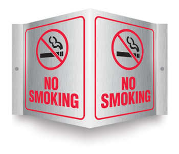 Brushed Aluminum 3D Projection Signs: No Smoking 6" x 5" Panel 1/Each - PSM322