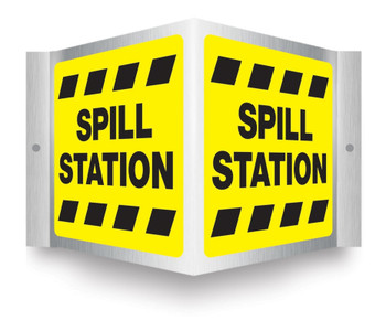 Brushed Aluminum 3D Projection Signs: Spill Station 6" x 5" Panel 1/Each - PSM325