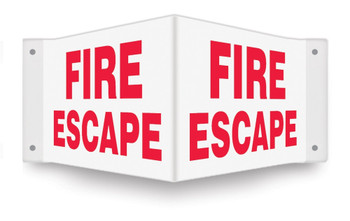 Projection Safety Sign: Fire Escape 90D 8" x 12" Panel 1/Each - PSP200