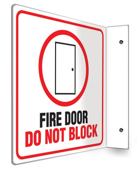 Projection Safety Sign: Fire Door - Do Not Block 90D (8" x 8" Panel) 1/Each - PSP243
