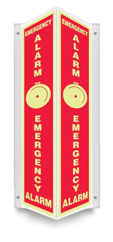Glow-In-The-Dark Projection Safety Sign: Emergency Alarm (Graphic) 3D 24" x 4" Panel .100 PETG Lumi-Glow Plastic 1/Each - PSP320