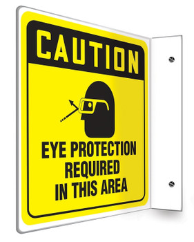 OSHA Caution Projection Sign: Eye Protection Required In This Area 3D (6" x 5" Panel) 1/Each - PSP360