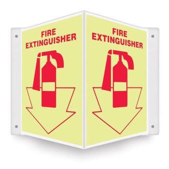 Glow-In-The-Dark Projection Sign: Fire Extinguisher (Symbol With Arrow) 3D 12" x 9" Panel .100 PETG Lumi-Glow Plastic 1/Each - PSP362
